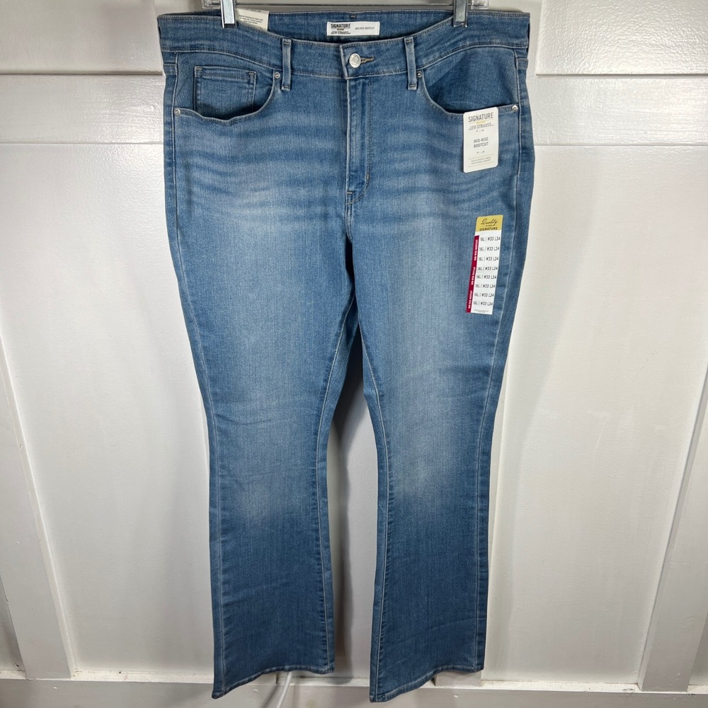 Signature Levi Strauss Gold Label Mid-Rise Bootcut Jeans Blue 16L W33 L34 NWT